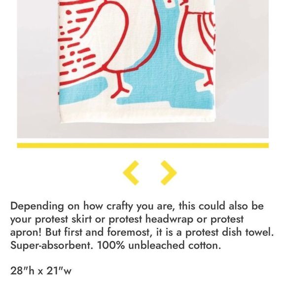 Blue QCotton dish towel - protest bird - Picture 4 of 8